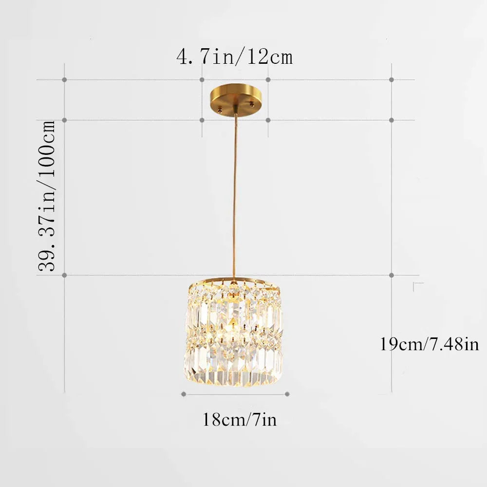 Nordic Copper LED Pendant Light Luxury Crystal Ceiling Lamps Modern Chandelier Lustre Dining Table Bar Kitchen Island Fixtures