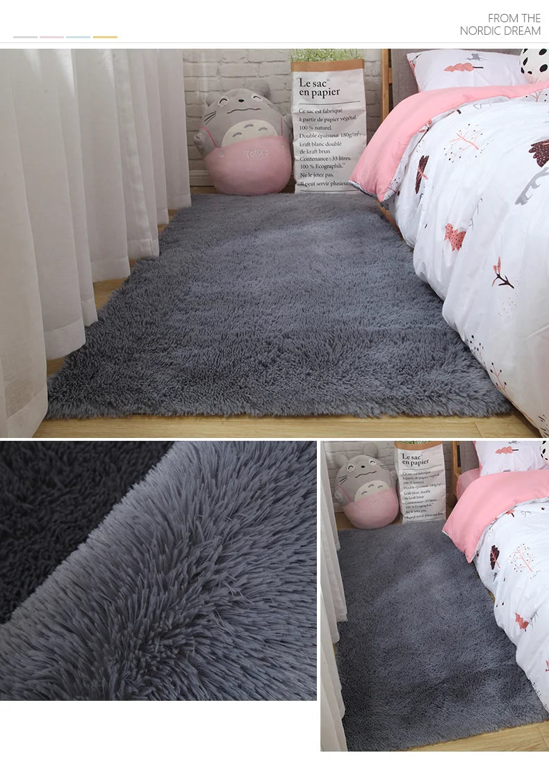 Pink Bedroom Carpet For Children's  Room Cute Girls Floor Soft Mat Living Room Decoration White Fluffy Large Kids Bedside Rugs
