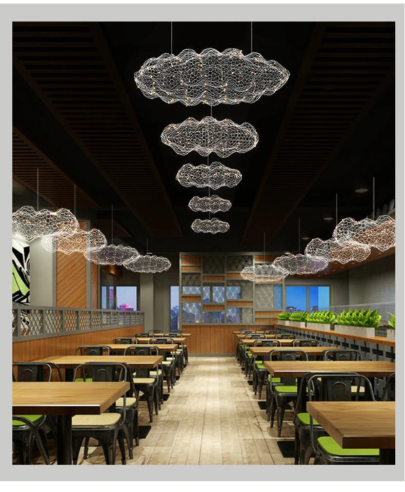 Modern Floating Cloud Lamp Hotel Restaurant Pendant Lights for Office Bar Lighting Art Design Suspended Light LED Luminaire