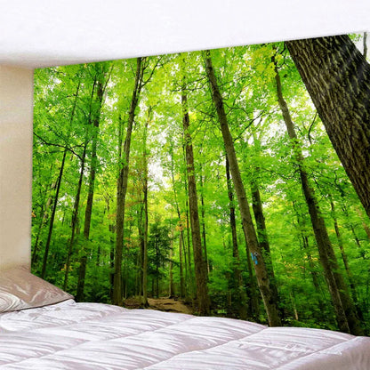 Green jungle tapestry beautiful natural forest large wall hanging hippie bohemian mandala wall art home decoration 8 sizes