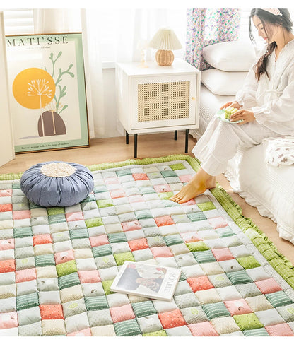 Cotton Floor Mat Large Carpet for Living Room Quilted Thicken Bedroom Area Rugs Coffee Table Sofa Carpet Tatami Kids Playing Mat