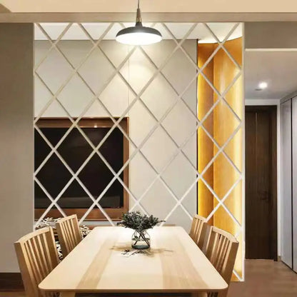 10/17/32/58pcs 3D Mirror Stickers Acrylic Triangles Self-adhesive Diamonds DIY Wall Mirror Stickers for Living Room Home Decor