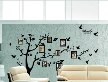 Large 200*250Cm/79*99in Black 3D DIY Photo Tree PVC Wall Decals/Adhesive Family Wall Stickers Mural Art Home Decor