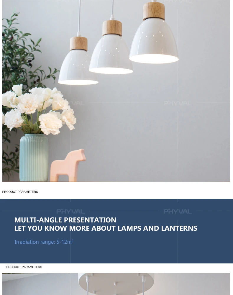 Nordic Macaron Chandeliers E27 Creative Wooden Bedside Lights For Bedroom Study Cafe Bar Restaurant Decor 3 Heads Pendant Lamps