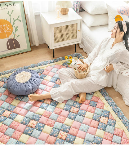 Cotton Floor Mat Large Carpet for Living Room Quilted Thicken Bedroom Area Rugs Coffee Table Sofa Carpet Tatami Kids Playing Mat