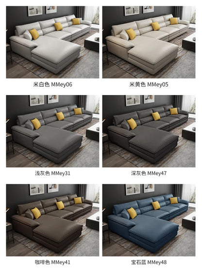 MANBAS Nordic Living Room Sofa Italian Genuine Leather Couch L-shaped Sectional Sofa Sets for Home Furniture Seating Room