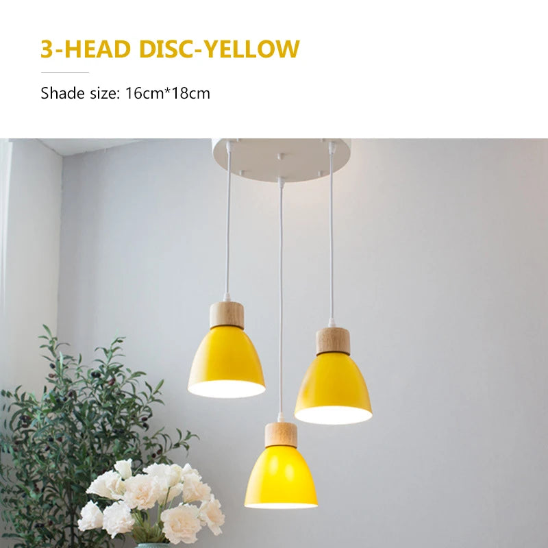 Nordic Macaron Chandeliers E27 Creative Wooden Bedside Lights For Bedroom Study Cafe Bar Restaurant Decor 3 Heads Pendant Lamps