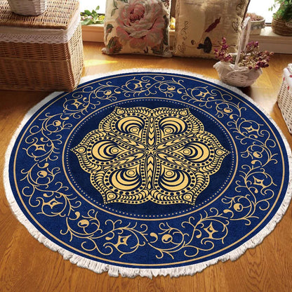 Vintage Round Carpet for Living Room Hand Woven Bedroom Rugs Cotton Linen Tassel Anti Slip Prayer Floor Mat Boho Mandala Carpet