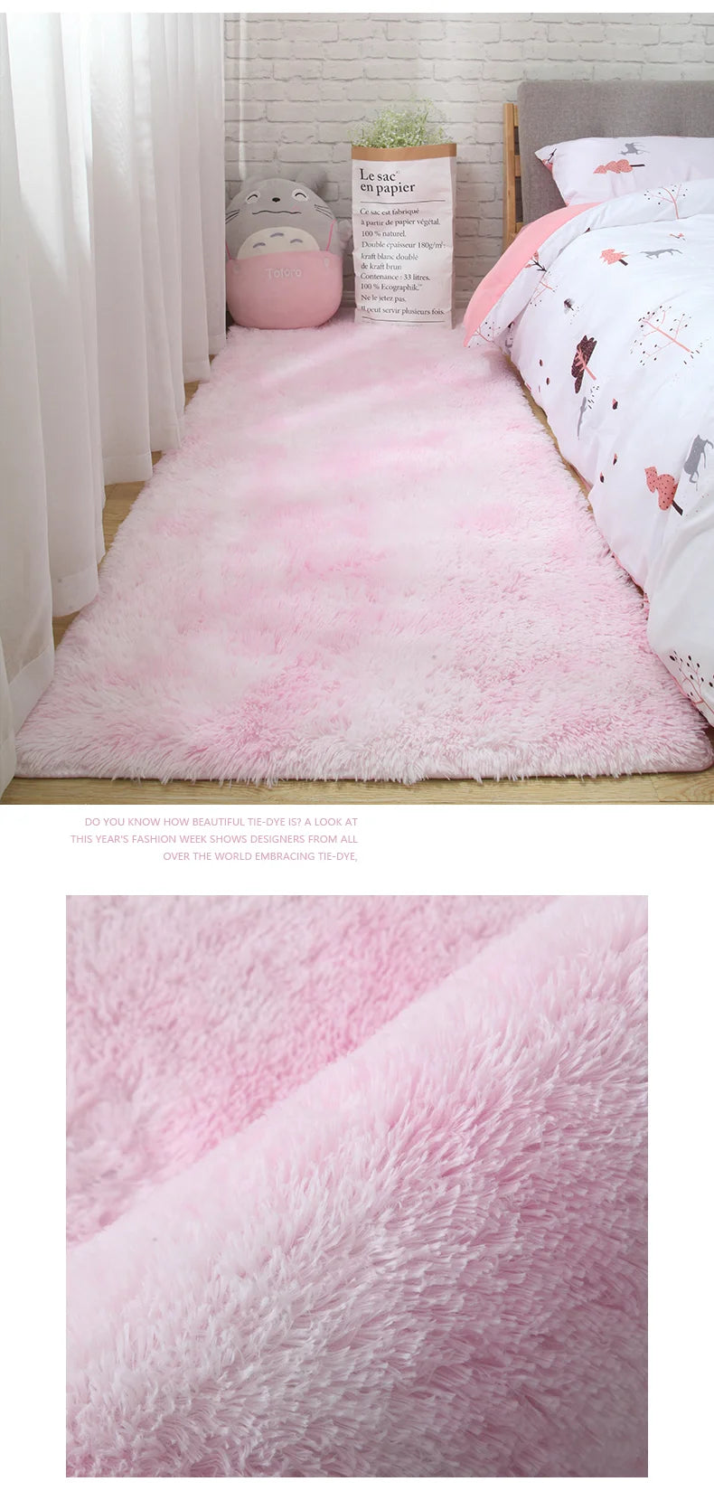 Pink Bedroom Carpet For Children's  Room Cute Girls Floor Soft Mat Living Room Decoration White Fluffy Large Kids Bedside Rugs
