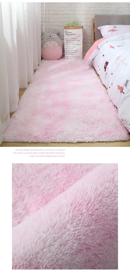 Pink Bedroom Carpet For Children's  Room Cute Girls Floor Soft Mat Living Room Decoration White Fluffy Large Kids Bedside Rugs