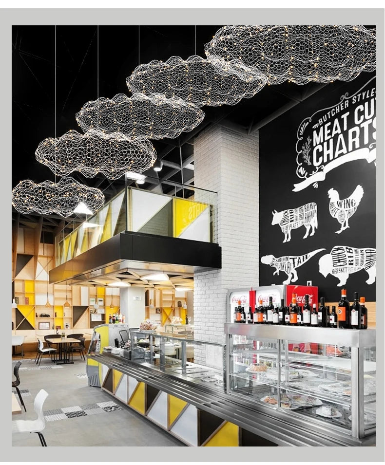 Modern Floating Cloud Lamp Hotel Restaurant Pendant Lights for Office Bar Lighting Art Design Suspended Light LED Luminaire