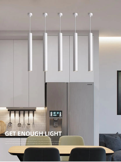 Modern led Pendant Lamp Long Tube Lamp Kitchen Island Dining Room Shop Bar Counter Decoration Cylinder Pipe Pendant Lights