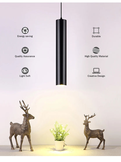 Modern led Pendant Lamp Long Tube Lamp Kitchen Island Dining Room Shop Bar Counter Decoration Cylinder Pipe Pendant Lights