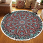 Vintage Round Carpet for Living Room Hand Woven Bedroom Rugs Cotton Linen Tassel Anti Slip Prayer Floor Mat Boho Mandala Carpet