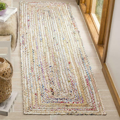 Rug Runner Jute and Cotton Reversible Handmade Braided Style Rug Rustic Look Rug Living Room Decoration