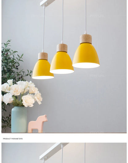 Nordic Macaron Chandeliers E27 Creative Wooden Bedside Lights For Bedroom Study Cafe Bar Restaurant Decor 3 Heads Pendant Lamps