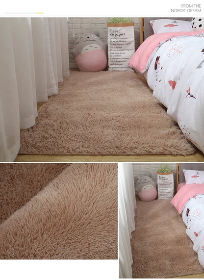 Pink Bedroom Carpet For Children's  Room Cute Girls Floor Soft Mat Living Room Decoration White Fluffy Large Kids Bedside Rugs