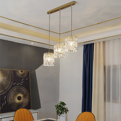 Nordic Copper LED Pendant Light Luxury Crystal Ceiling Lamps Modern Chandelier Lustre Dining Table Bar Kitchen Island Fixtures