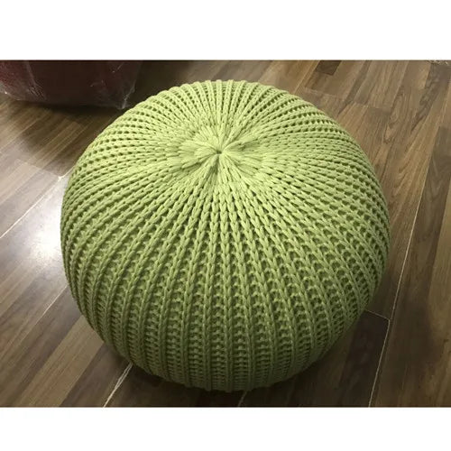 Hand Knitted Woolen Round Cushion POUF Floor Ottoman