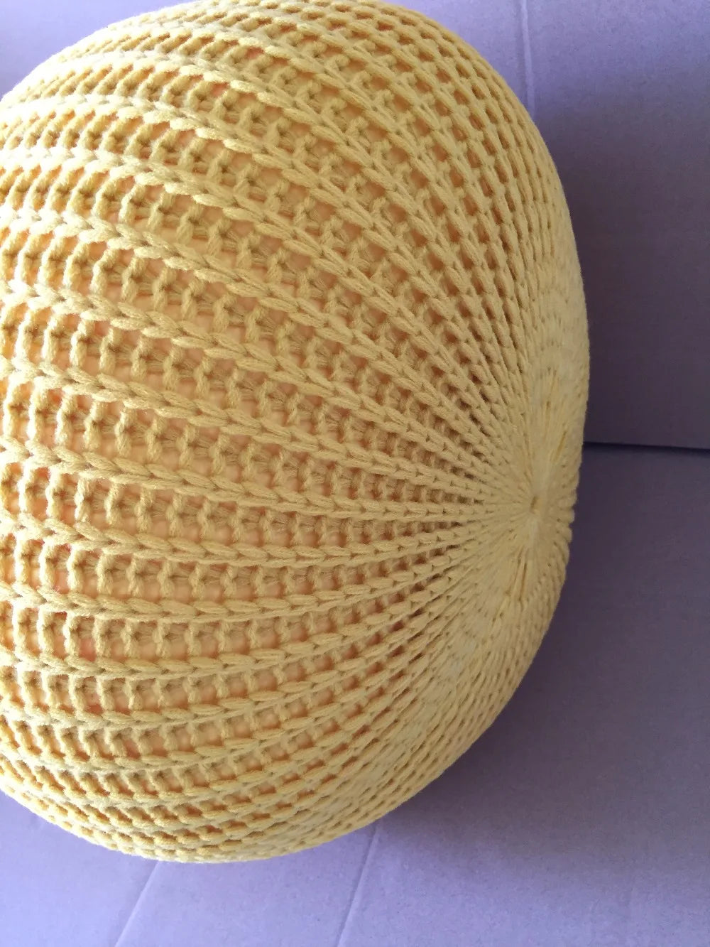 Hand Knitted Woolen Round Cushion POUF Floor Ottoman