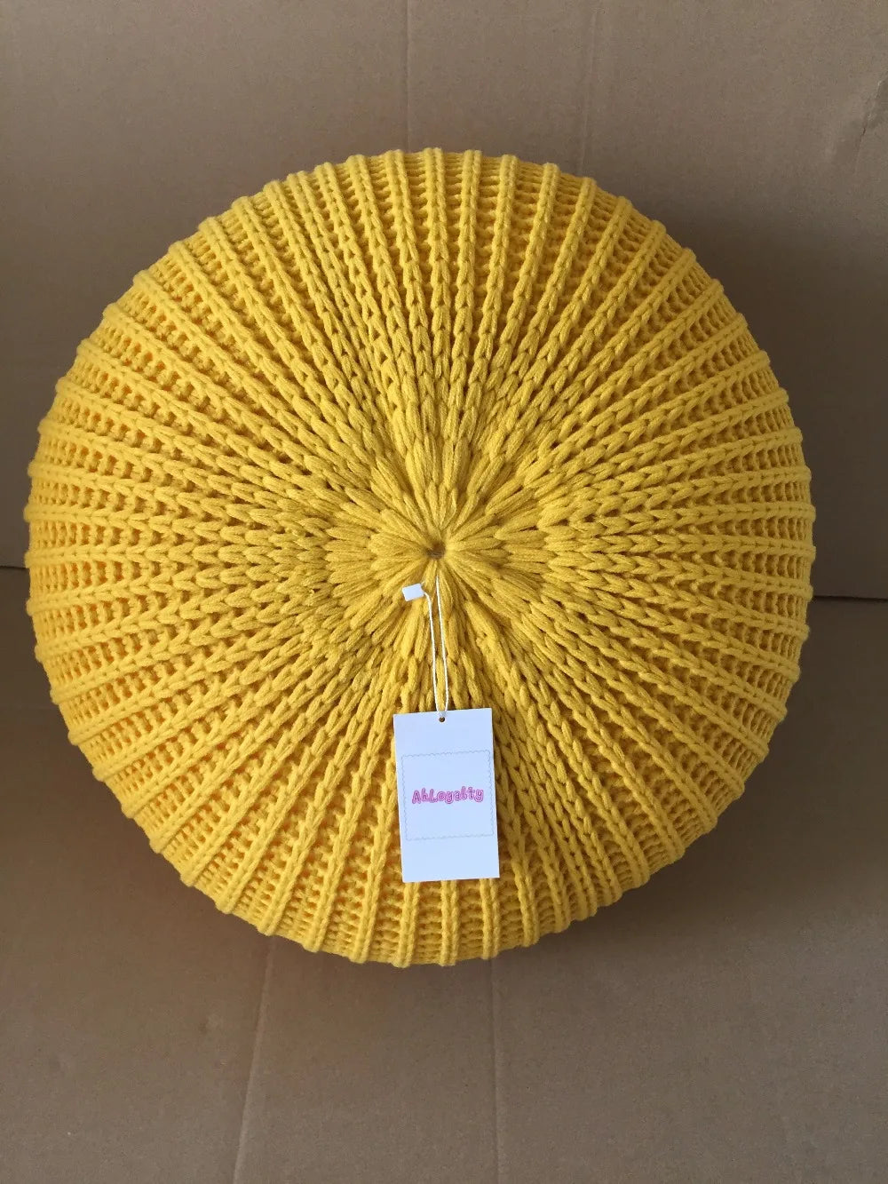 Hand Knitted Woolen Round Cushion POUF Floor Ottoman