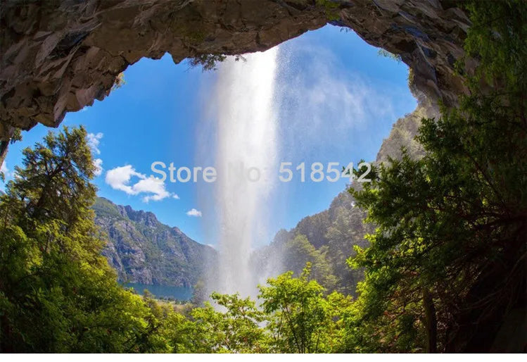 Custom 3D Photo Wallpaper Cave Waterfall Natural Landscape Large Wall Mural Poster Home Decor Wall Papers Living Room Bedroom