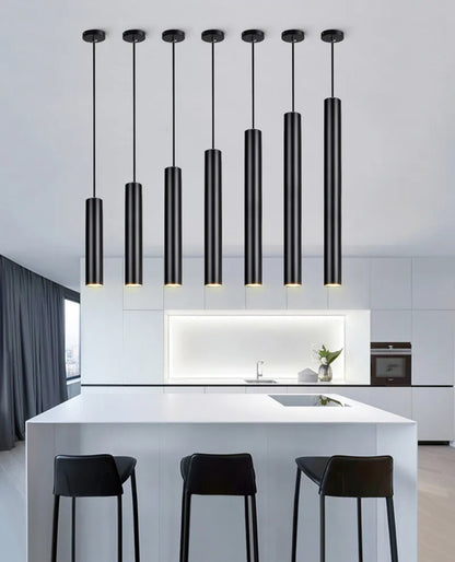 Modern led Pendant Lamp Long Tube Lamp Kitchen Island Dining Room Shop Bar Counter Decoration Cylinder Pipe Pendant Lights
