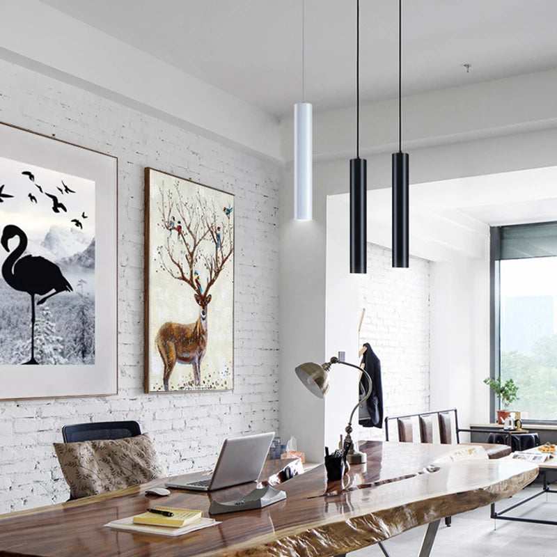 Modern led Pendant Lamp Long Tube Lamp Kitchen Island Dining Room Shop Bar Counter Decoration Cylinder Pipe Pendant Lights