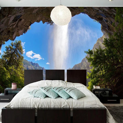 Custom 3D Photo Wallpaper Cave Waterfall Natural Landscape Large Wall Mural Poster Home Decor Wall Papers Living Room Bedroom