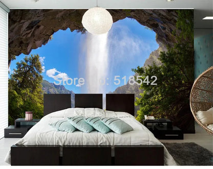 Custom 3D Photo Wallpaper Cave Waterfall Natural Landscape Large Wall Mural Poster Home Decor Wall Papers Living Room Bedroom