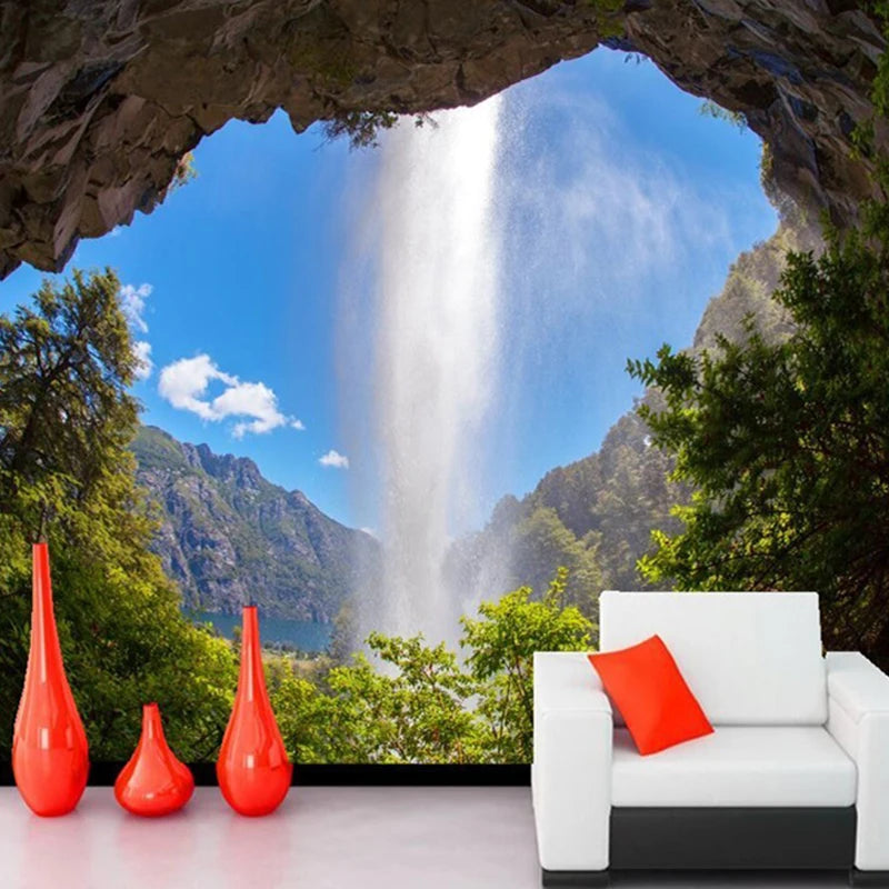 Custom 3D Photo Wallpaper Cave Waterfall Natural Landscape Large Wall Mural Poster Home Decor Wall Papers Living Room Bedroom