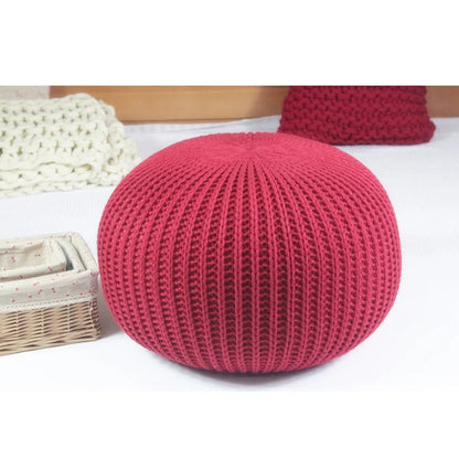 Hand Knitted Woolen Round Cushion POUF Floor Ottoman
