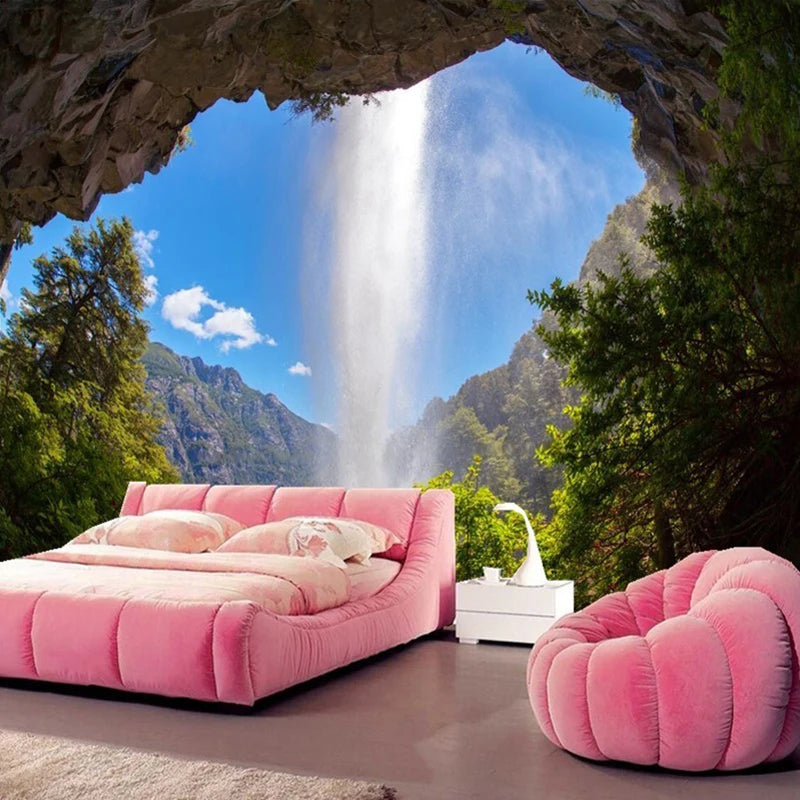Custom 3D Photo Wallpaper Cave Waterfall Natural Landscape Large Wall Mural Poster Home Decor Wall Papers Living Room Bedroom