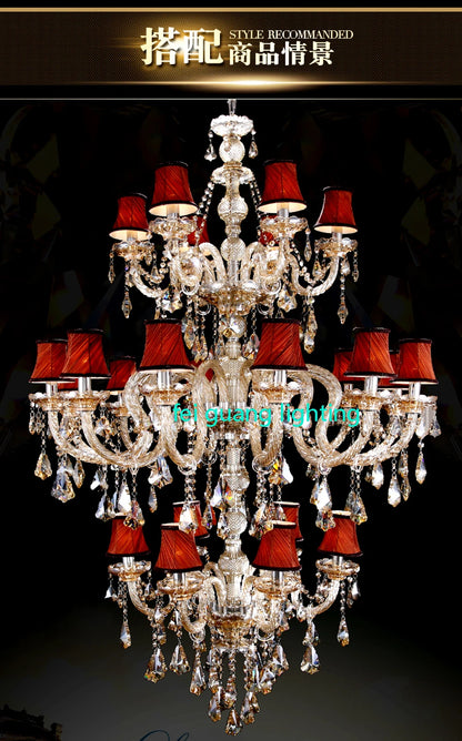 Light Luxury Cognac Color Crystal Chandelier For Stairway Sitting Room Big Chandelier For Staircase Iron Hanging Lamp Lustre Led