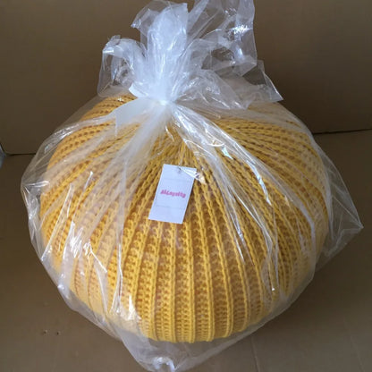 Hand Knitted Woolen Round Cushion POUF Floor Ottoman