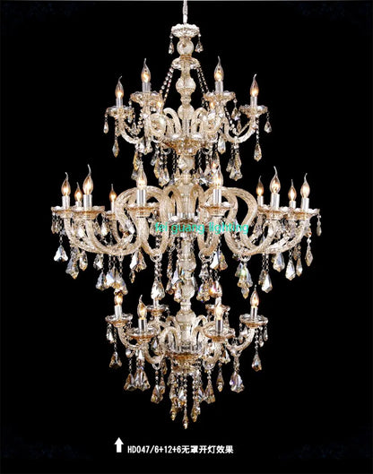 Light Luxury Cognac Color Crystal Chandelier For Stairway Sitting Room Big Chandelier For Staircase Iron Hanging Lamp Lustre Led