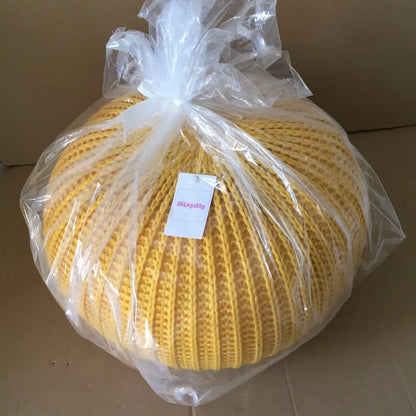 Hand Knitted Woolen Round Cushion POUF Floor Ottoman