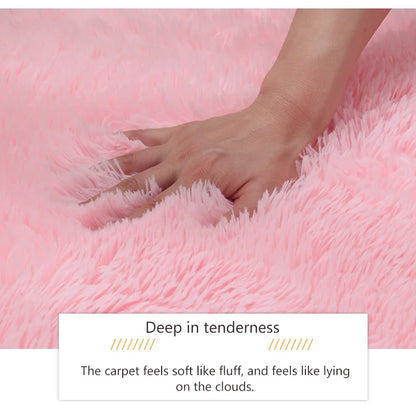 Pink Bedroom Carpet For Children's  Room Cute Girls Floor Soft Mat Living Room Decoration White Fluffy Large Kids Bedside Rugs