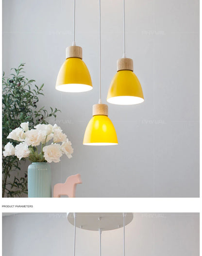 Nordic Macaron Chandeliers E27 Creative Wooden Bedside Lights For Bedroom Study Cafe Bar Restaurant Decor 3 Heads Pendant Lamps