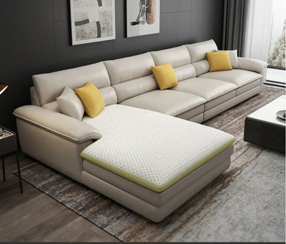 MANBAS Nordic Living Room Sofa Italian Genuine Leather Couch L-shaped Sectional Sofa Sets for Home Furniture Seating Room