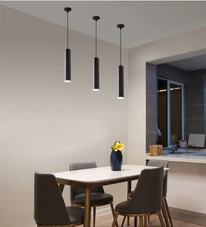 Modern led Pendant Lamp Long Tube Lamp Kitchen Island Dining Room Shop Bar Counter Decoration Cylinder Pipe Pendant Lights