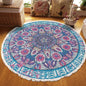 Vintage Round Carpet for Living Room Hand Woven Bedroom Rugs Cotton Linen Tassel Anti Slip Prayer Floor Mat Boho Mandala Carpet