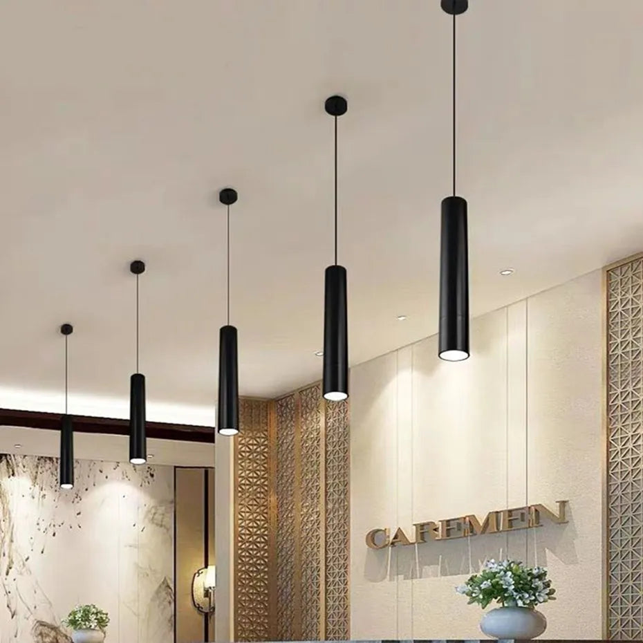 Modern led Pendant Lamp Long Tube Lamp Kitchen Island Dining Room Shop Bar Counter Decoration Cylinder Pipe Pendant Lights