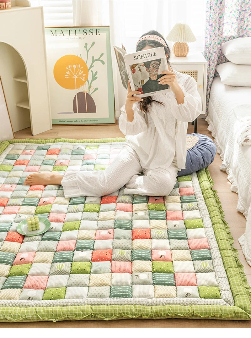 Cotton Floor Mat Large Carpet for Living Room Quilted Thicken Bedroom Area Rugs Coffee Table Sofa Carpet Tatami Kids Playing Mat