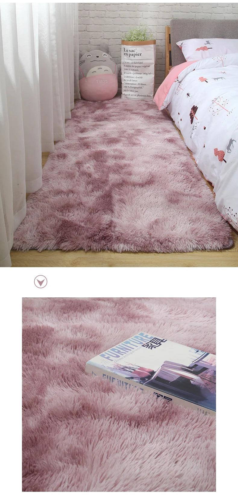 Pink Bedroom Carpet For Children's  Room Cute Girls Floor Soft Mat Living Room Decoration White Fluffy Large Kids Bedside Rugs
