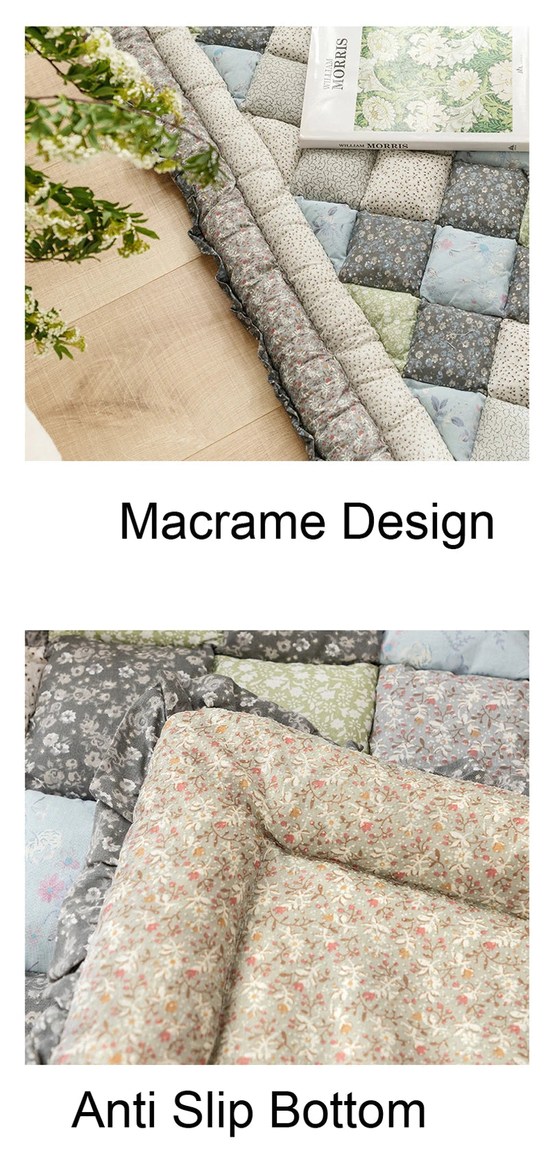 Cotton Carpet for Living Room Hand Patchwork Quilted Thicken Bedroom Rugs Anti Slip Large Kids Room Rug Tatami Mat Machine Wash