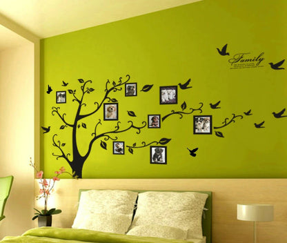 Large 200*250Cm/79*99in Black 3D DIY Photo Tree PVC Wall Decals/Adhesive Family Wall Stickers Mural Art Home Decor
