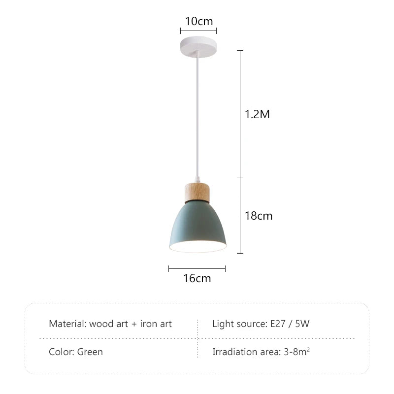 Nordic Macaron Chandeliers E27 Creative Wooden Bedside Lights For Bedroom Study Cafe Bar Restaurant Decor 3 Heads Pendant Lamps