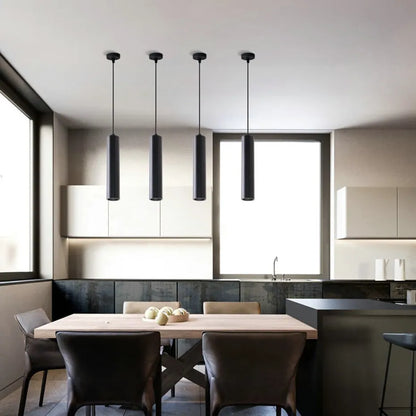 Modern led Pendant Lamp Long Tube Lamp Kitchen Island Dining Room Shop Bar Counter Decoration Cylinder Pipe Pendant Lights