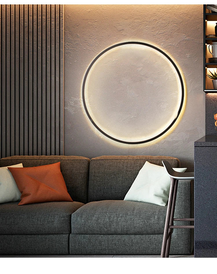 Simple Circle Background Decoration Lamps New Modern LED Wall Lights Living Room Bedroom Bedside Aisle Corridor Indoor Lighting